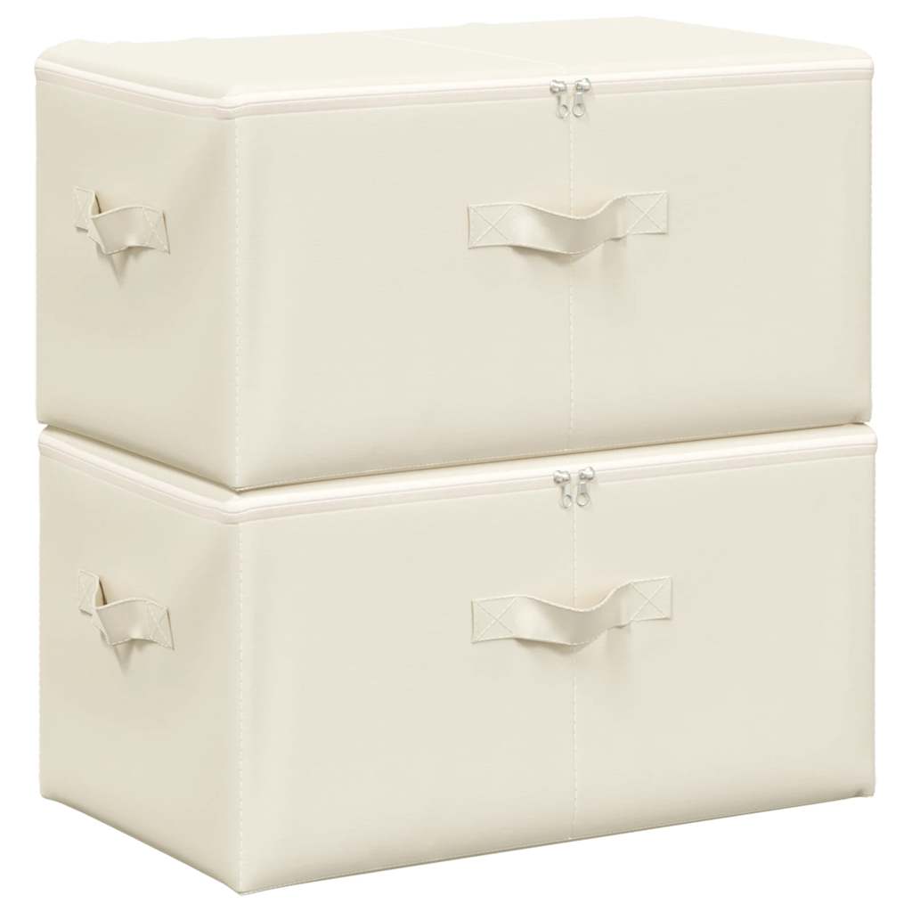 opbevaringskasser 2 stk. 43x34x23 cm stof cremefarvet