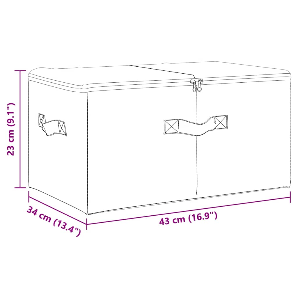 opbevaringskasser 2 stk. 43x34x23 cm stof cremefarvet