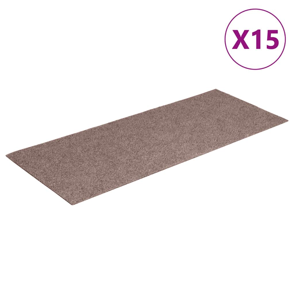 trappemåtter selvklæbende 15 stk. 60x25 cm lysebrune rektangulære