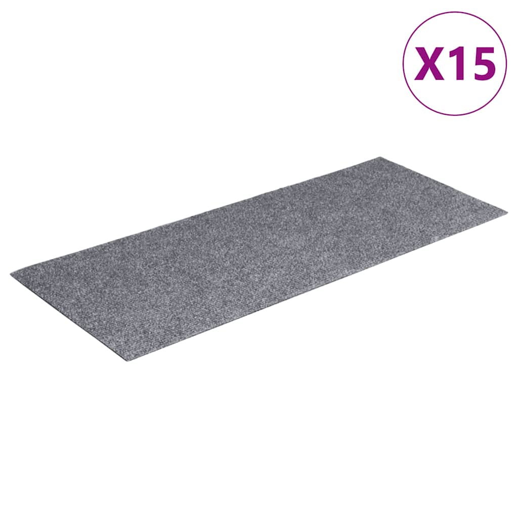 trappemåtter selvklæbende 15 stk. 60x25 cm lysegrå rektangulære