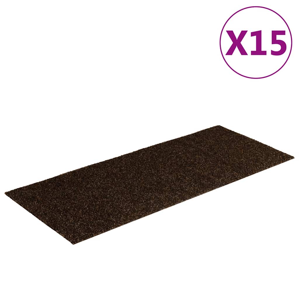 trappemåtter selvklæbende 15 stk. 60x25 cm brune rektangulære