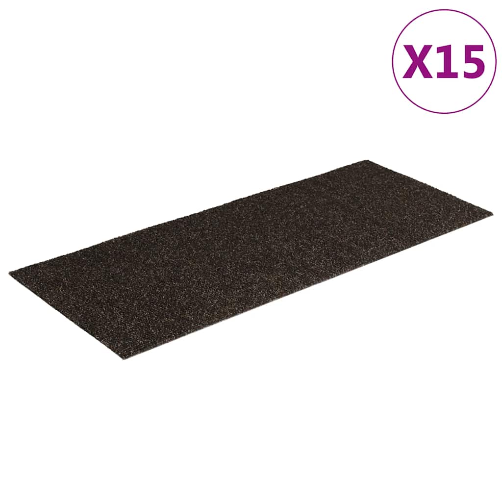 trappemåtter selvklæbende 15 stk. 60x25 cm mørkebrune rektangulære