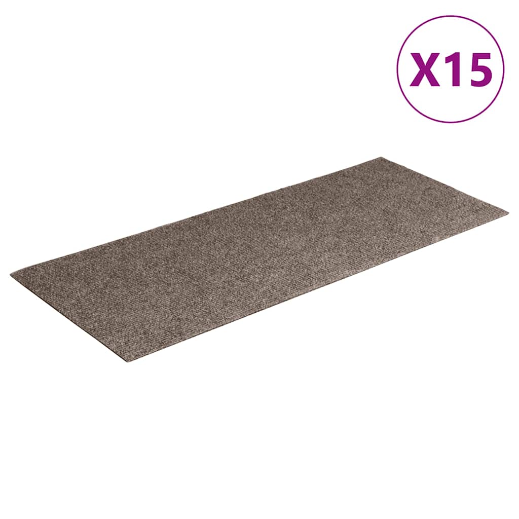 trappemåtter selvklæbende 15 stk. 60x25 cm beige rektangulære