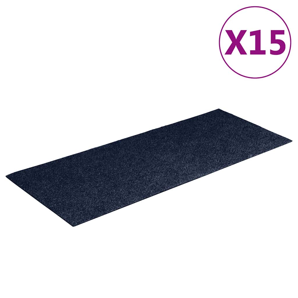 trappemåtter selvklæbende 15 stk. 60x25 cm marineblå rektangulære