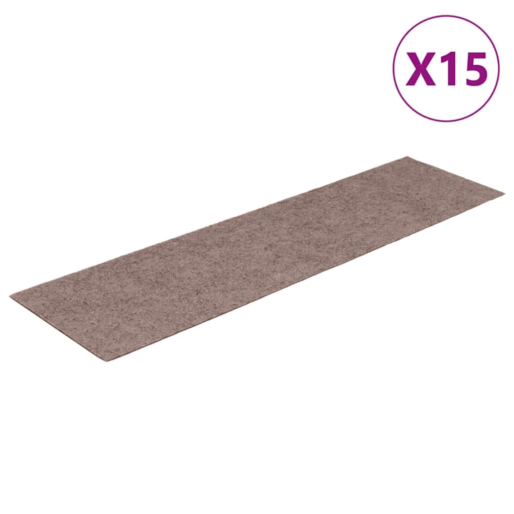 trappemåtter selvklæbende 15 stk. 76x20 cm lysebrune rektangulære