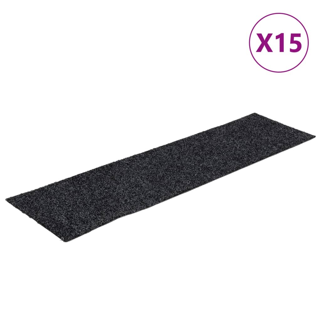 trappemåtter selvklæbende 15 stk. 76x20 cm mørkegrå rektangulære