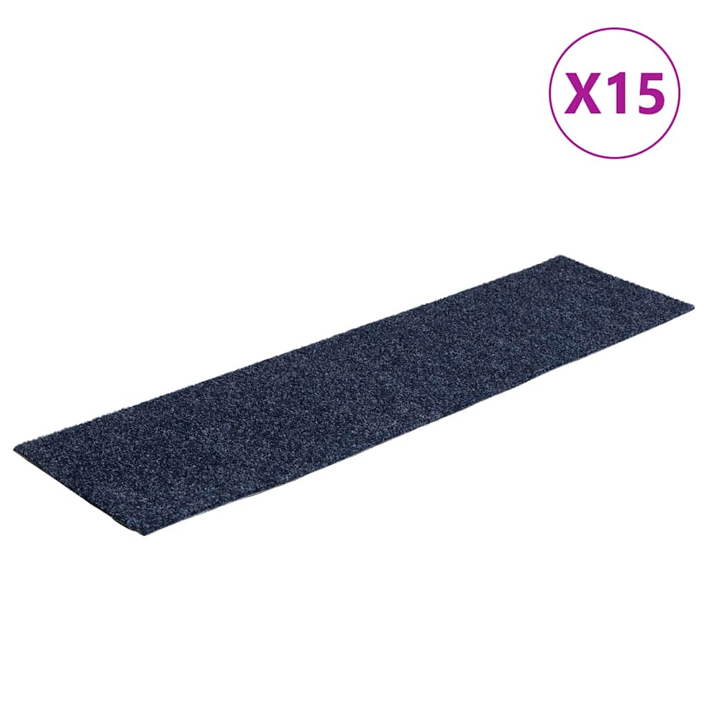 trappemåtter selvklæbende 15 stk. 76x20 cm gråblå rektangulære