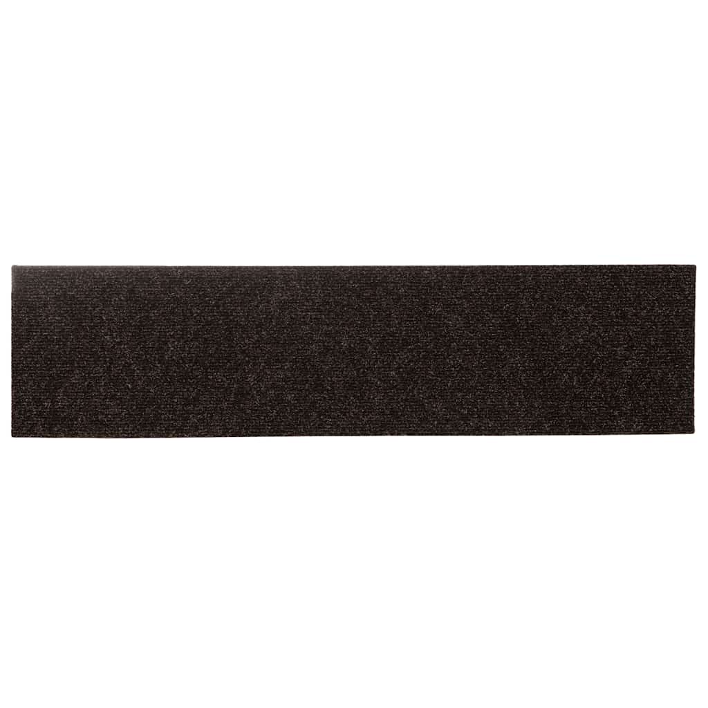 trappemåtter selvklæbende 15 stk. 76x20 cm mørkebrune rektangulære