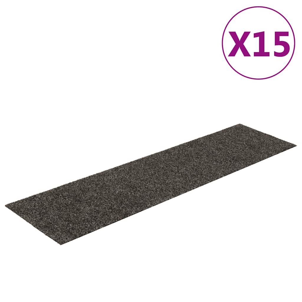 trappemåtter selvklæbende 15 stk. 76x20 cm antracit rektangulære