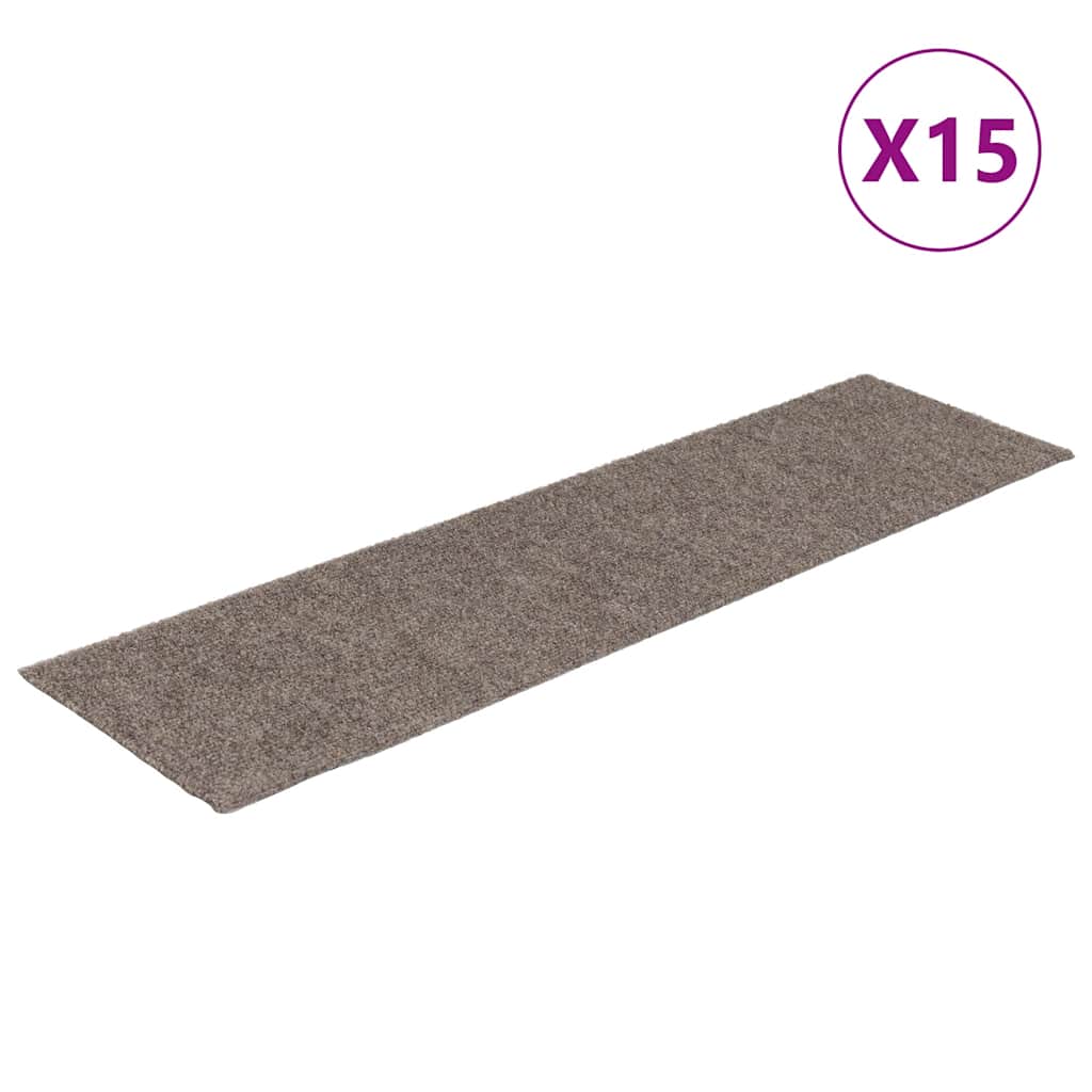 trappemåtter selvklæbende 15 stk. 76x20 cm beige rektangulære