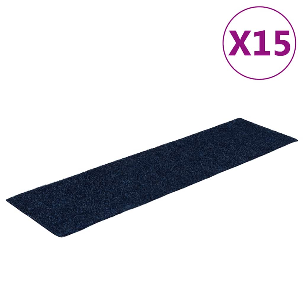 trappemåtter selvklæbende 15 stk. 76x20 cm marineblå rektangulære
