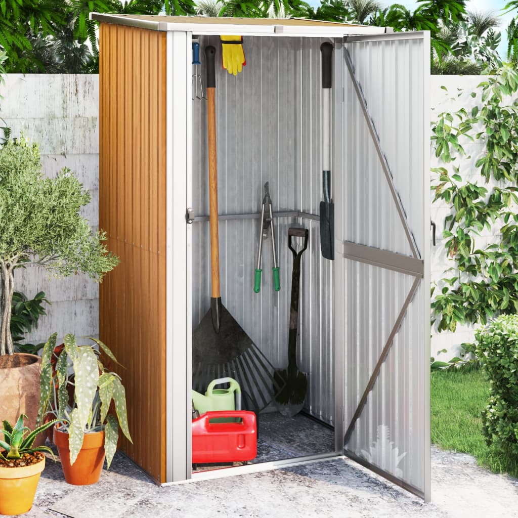 haveskur brun 118,5x97x209,5 cm galvaniseret stål