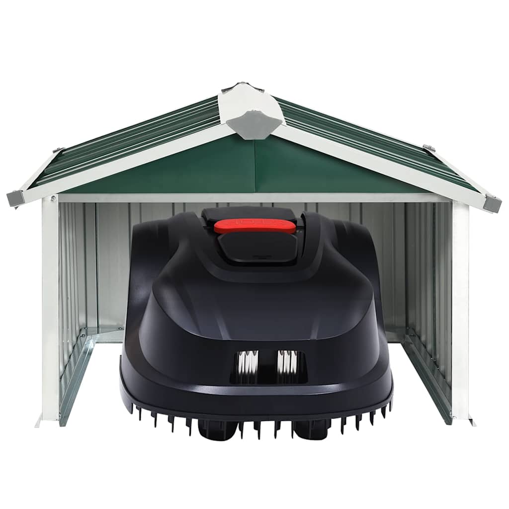 garage til robotplæneklipper 92x97x63 cm galvaniseret stål grøn