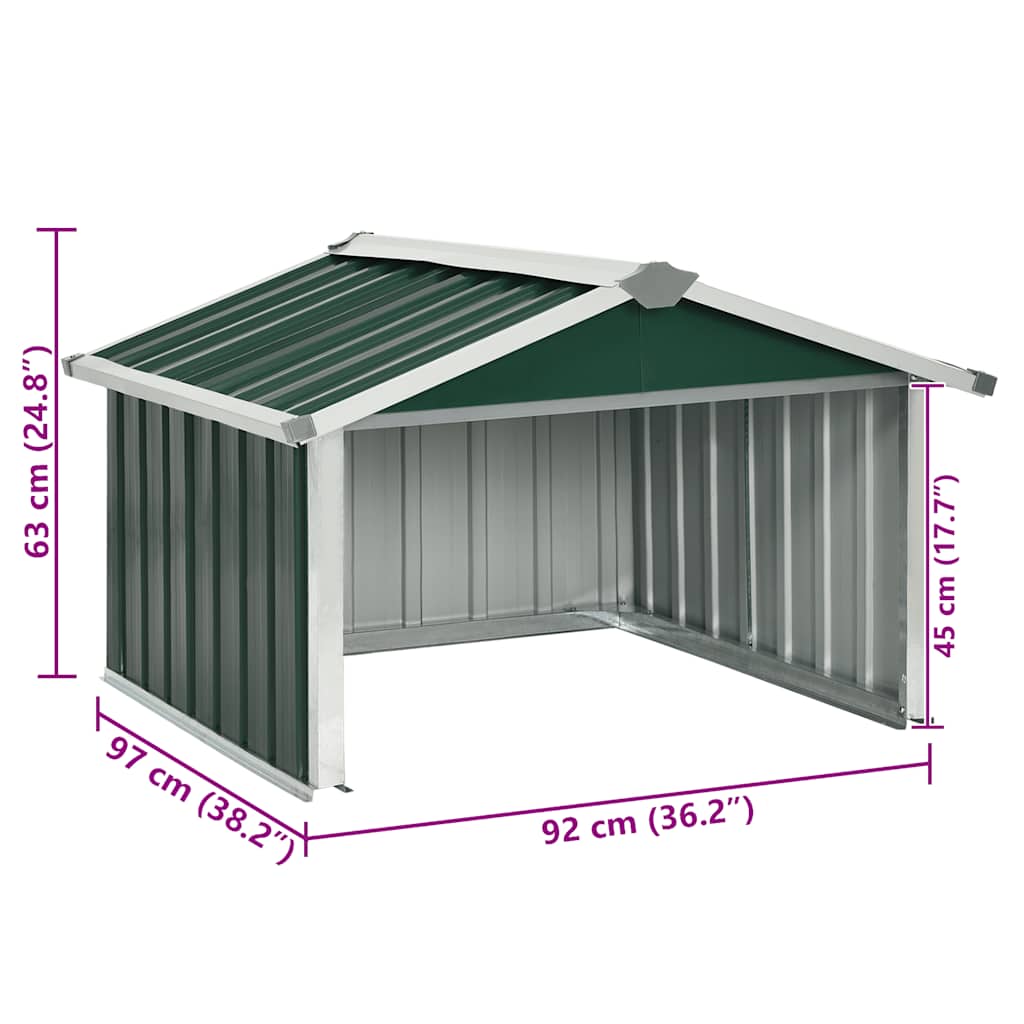garage til robotplæneklipper 92x97x63 cm galvaniseret stål grøn