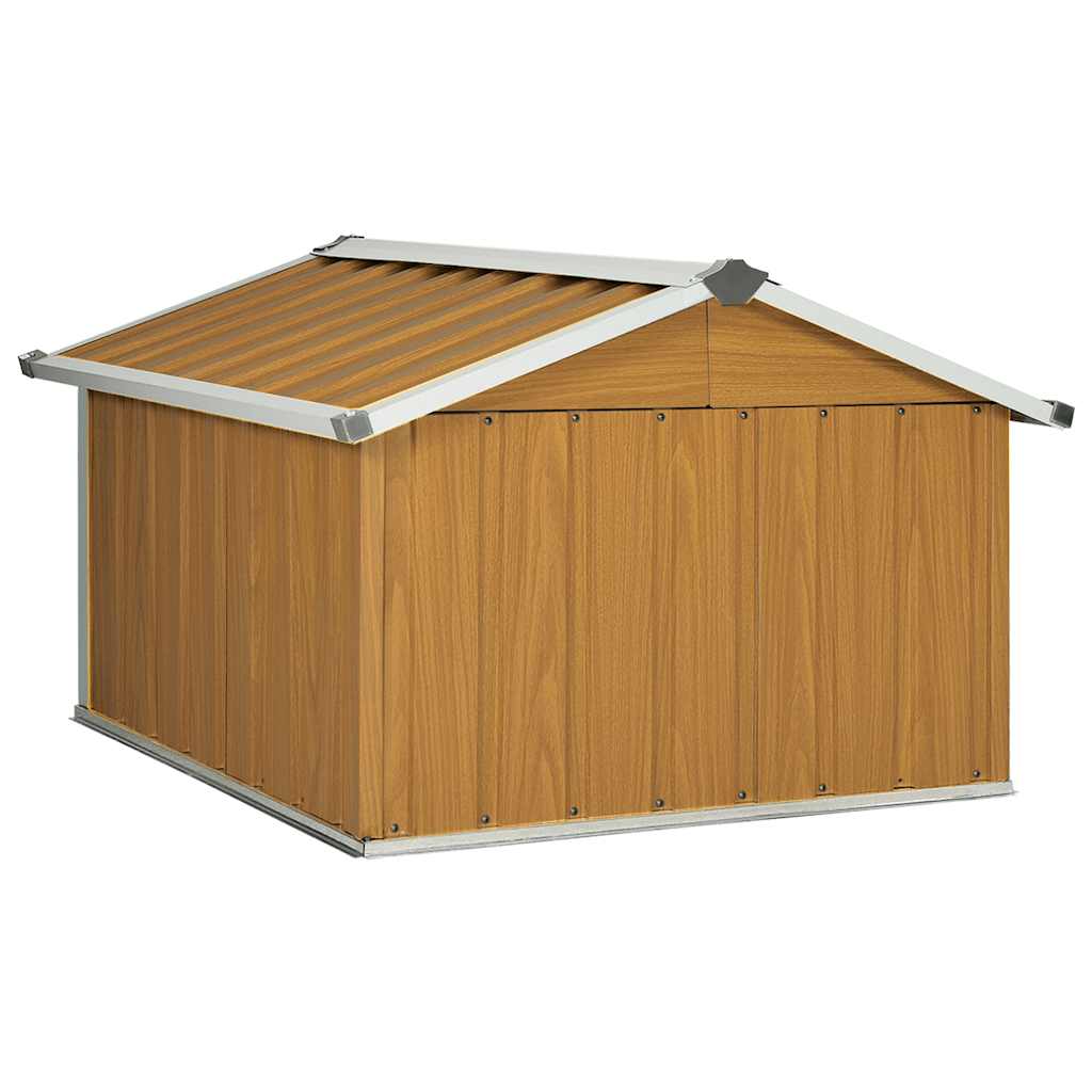 garage til robotplæneklipper 92x97x63 cm galvaniseret stål brun