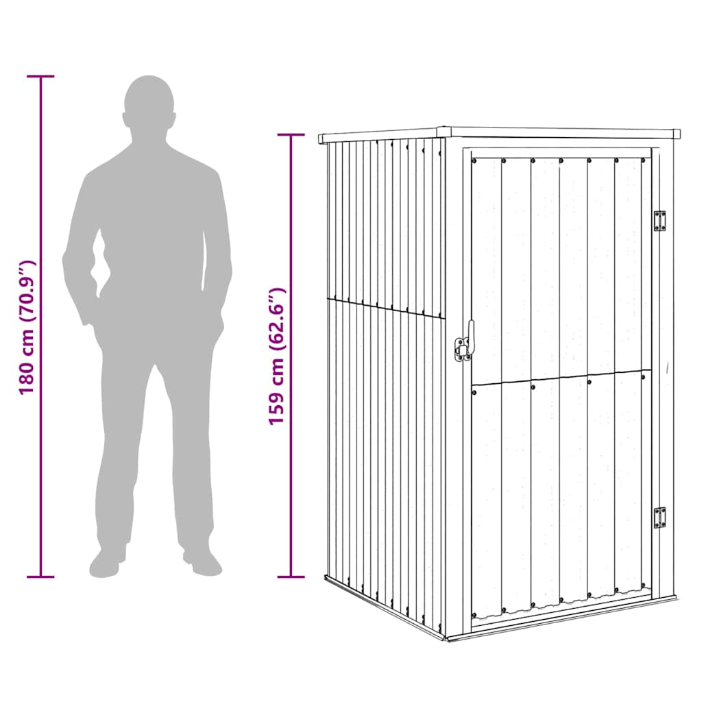 redskabsskur til haven 88x89x161 cm galvaniseret stål grå