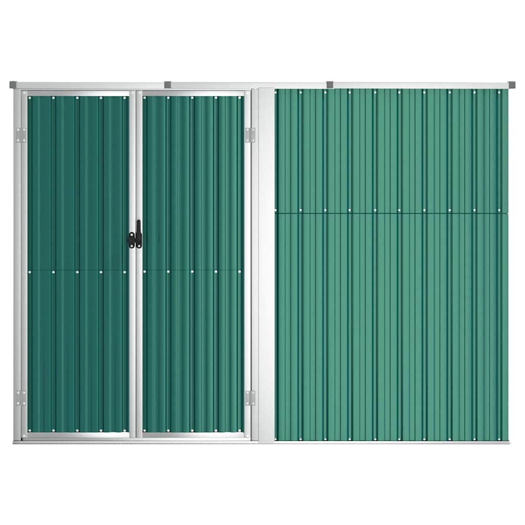 redskabsskur til haven 225x89x161 cm galvaniseret stål grøn