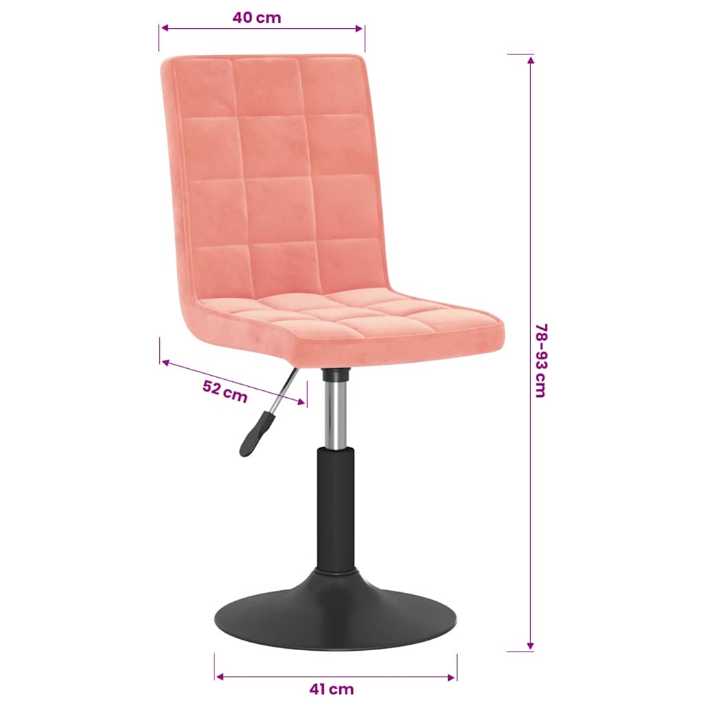 drejelige spisebordsstole 2 stk. fløjl pink