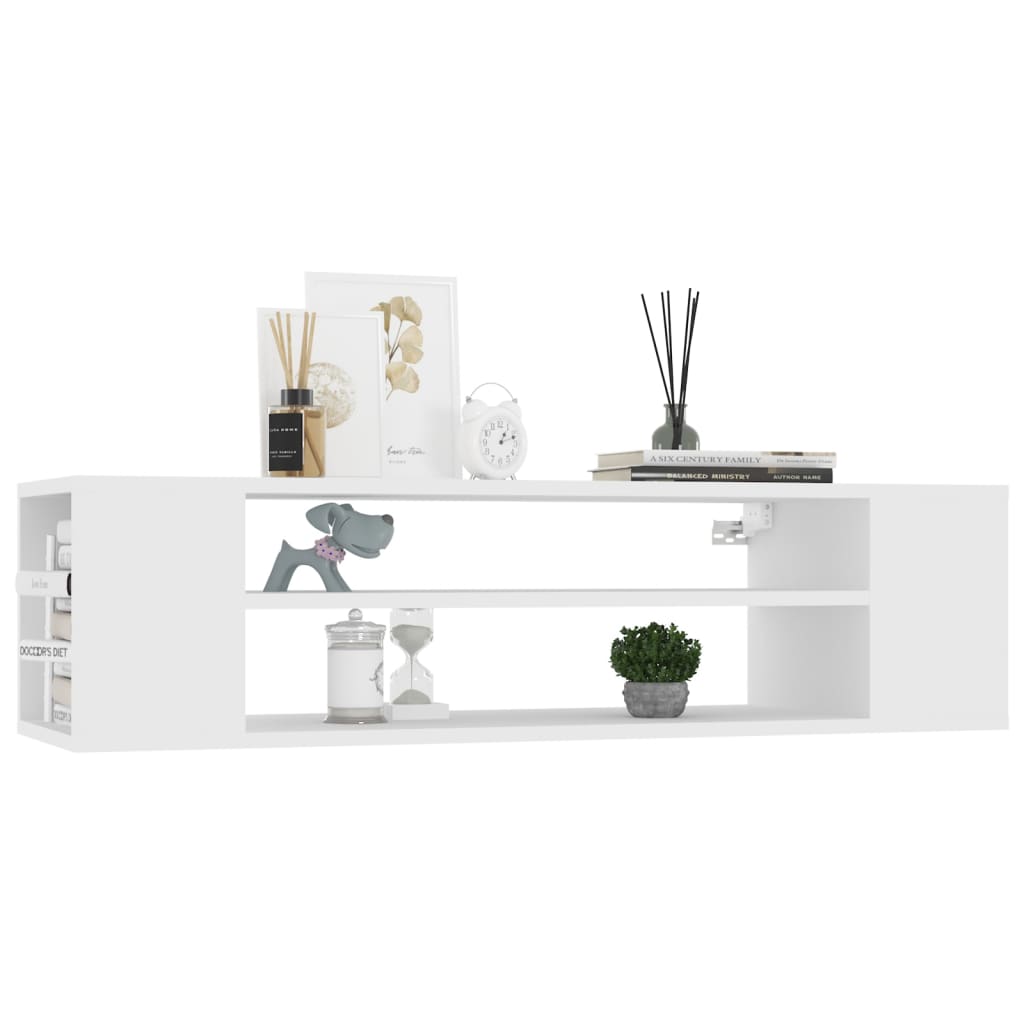 væghængt tv-bord 100x30x26,5 cm konstrueret træ hvid