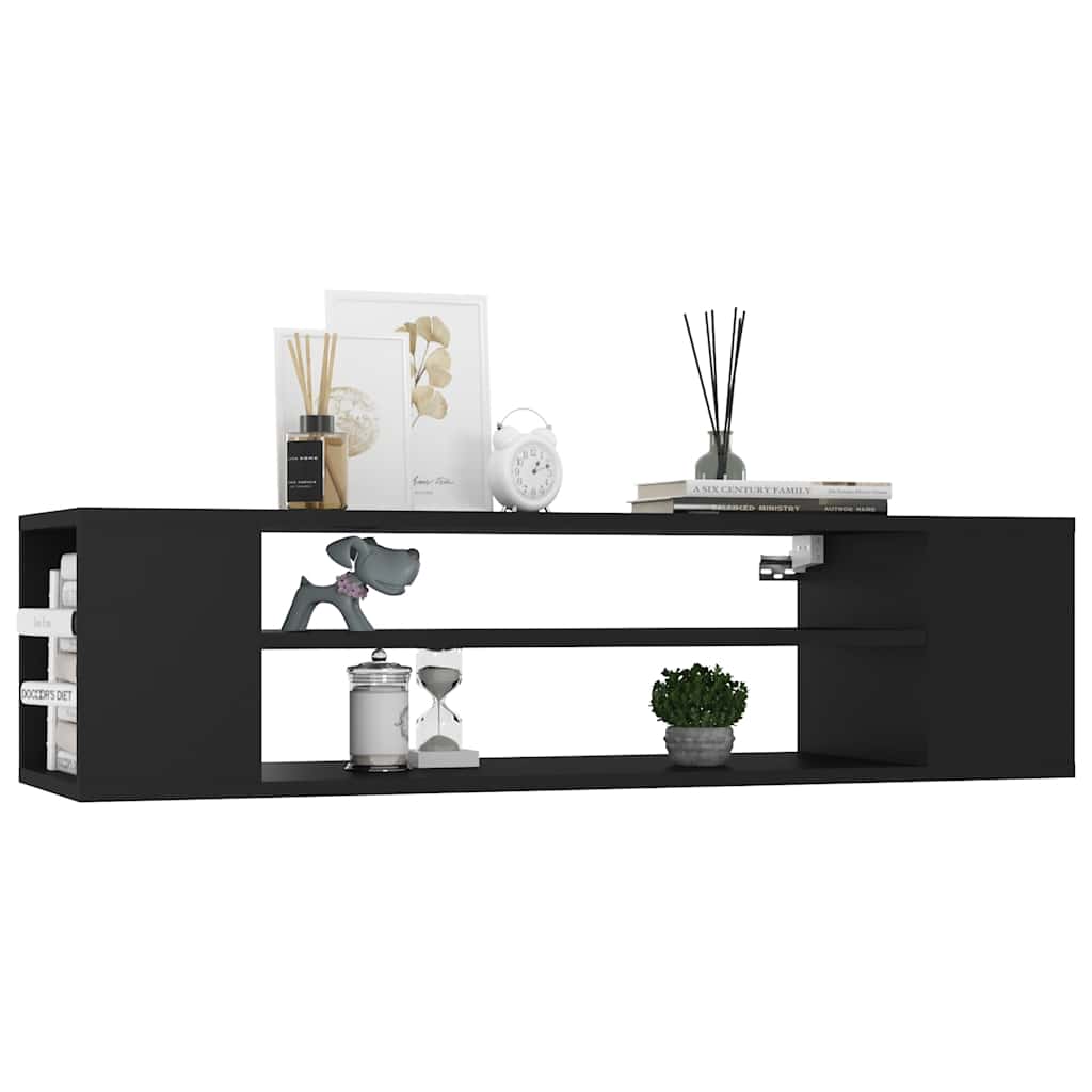 væghængt tv-bord 100x30x26,5 cm konstrueret træ sort