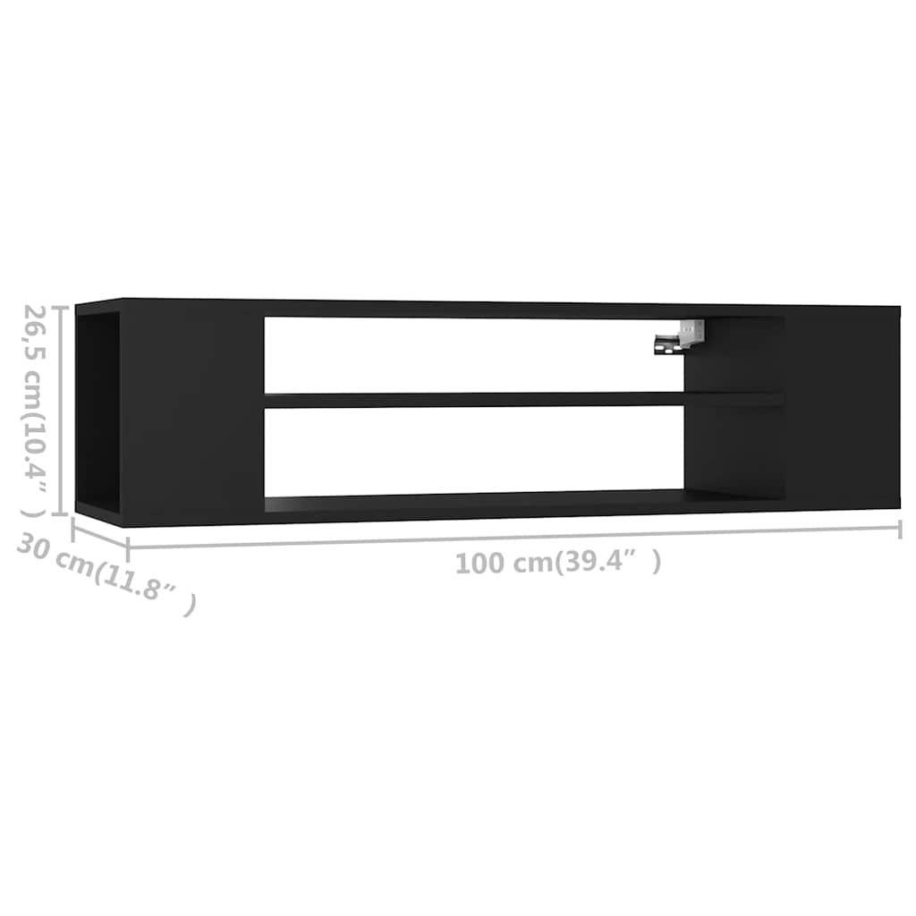 væghængt tv-bord 100x30x26,5 cm konstrueret træ sort