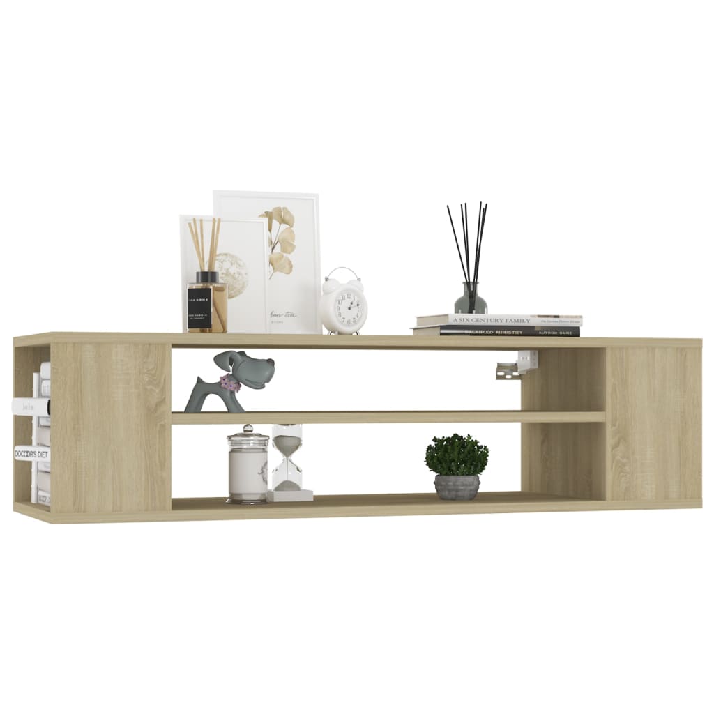 væghængt tv-bord 100x30x26,5 cm konstrueret træ sonoma-eg
