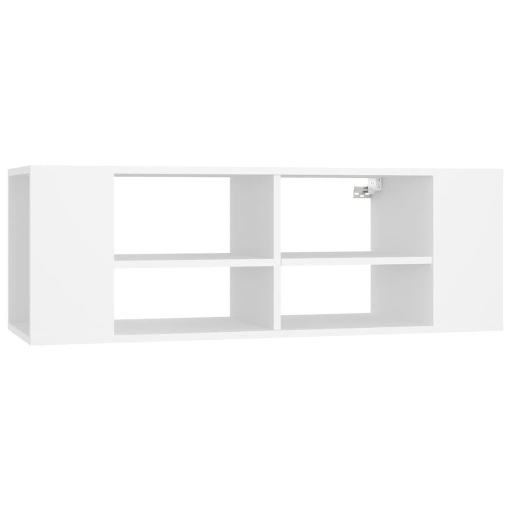 væghængt tv-bord 102x35x35 cm konstrueret træ hvid