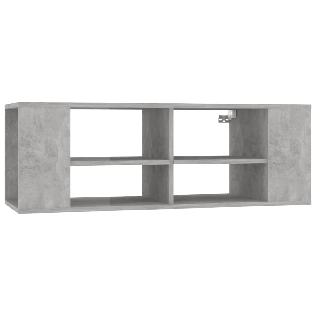 væghængt tv-bord 102x35x35 cm konstrueret træ betongrå
