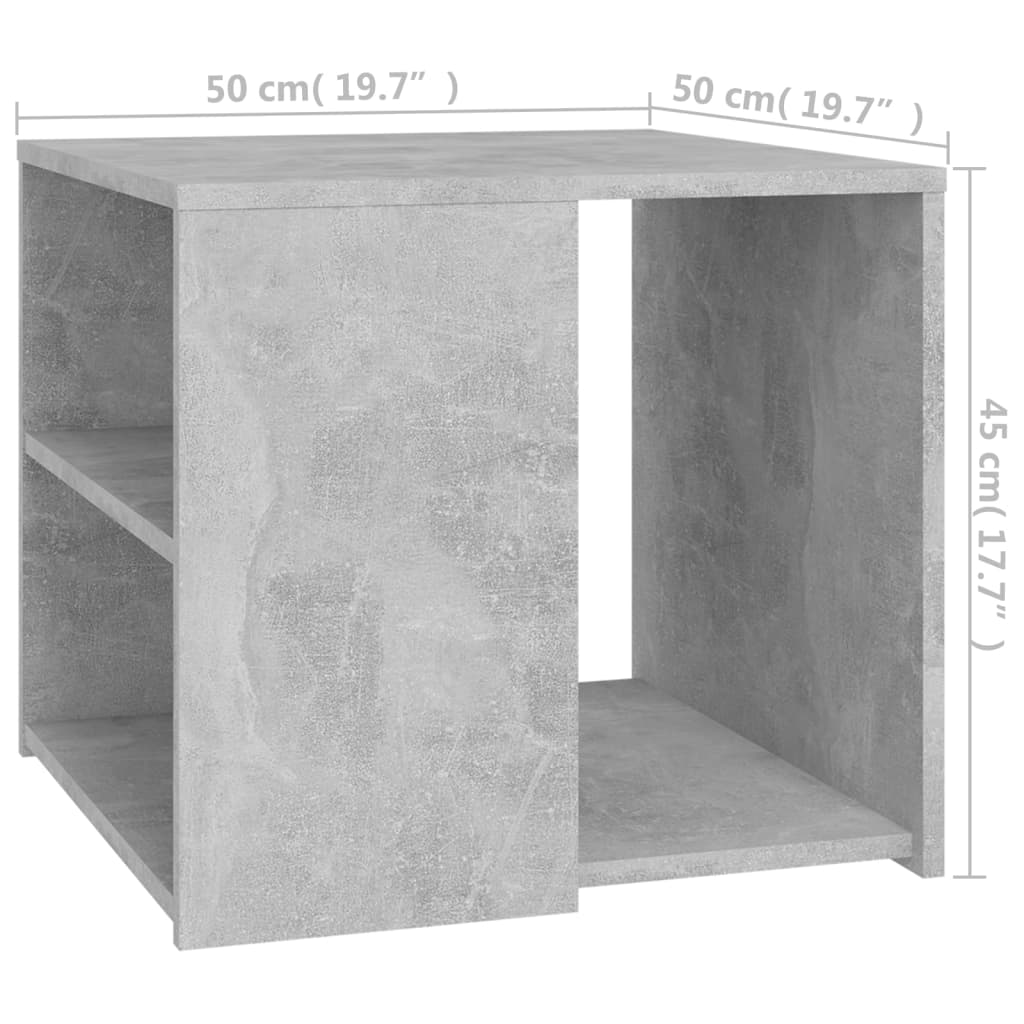 sidebord 50x50x45 cm konstrueret træ betongrå