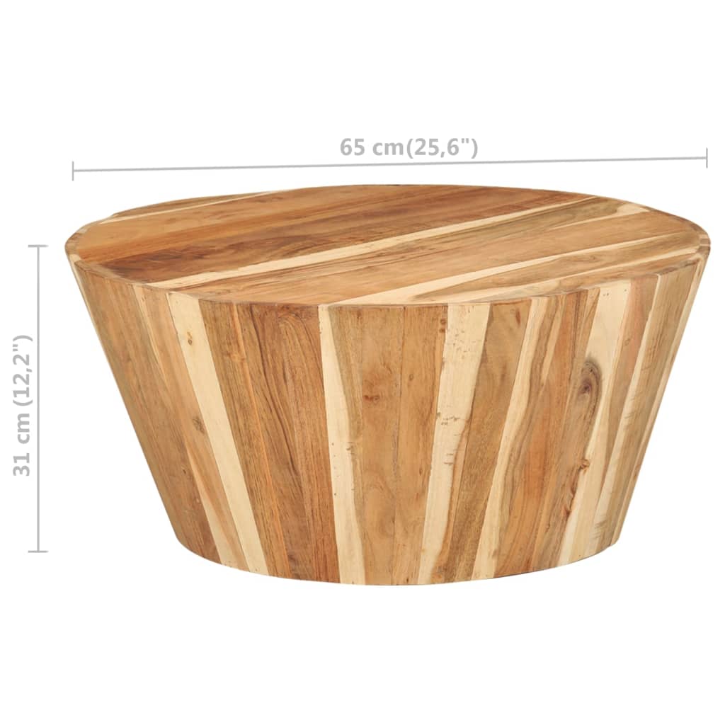 sofabord Ø65x31 cm massiv akacietræ