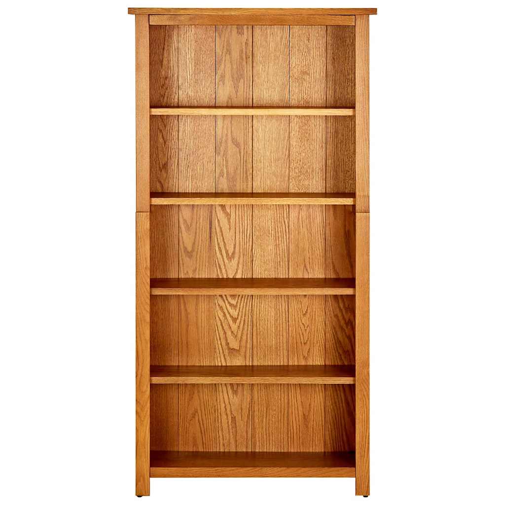 bogreol med 5 hylder 70x22x140 cm massivt egetræ