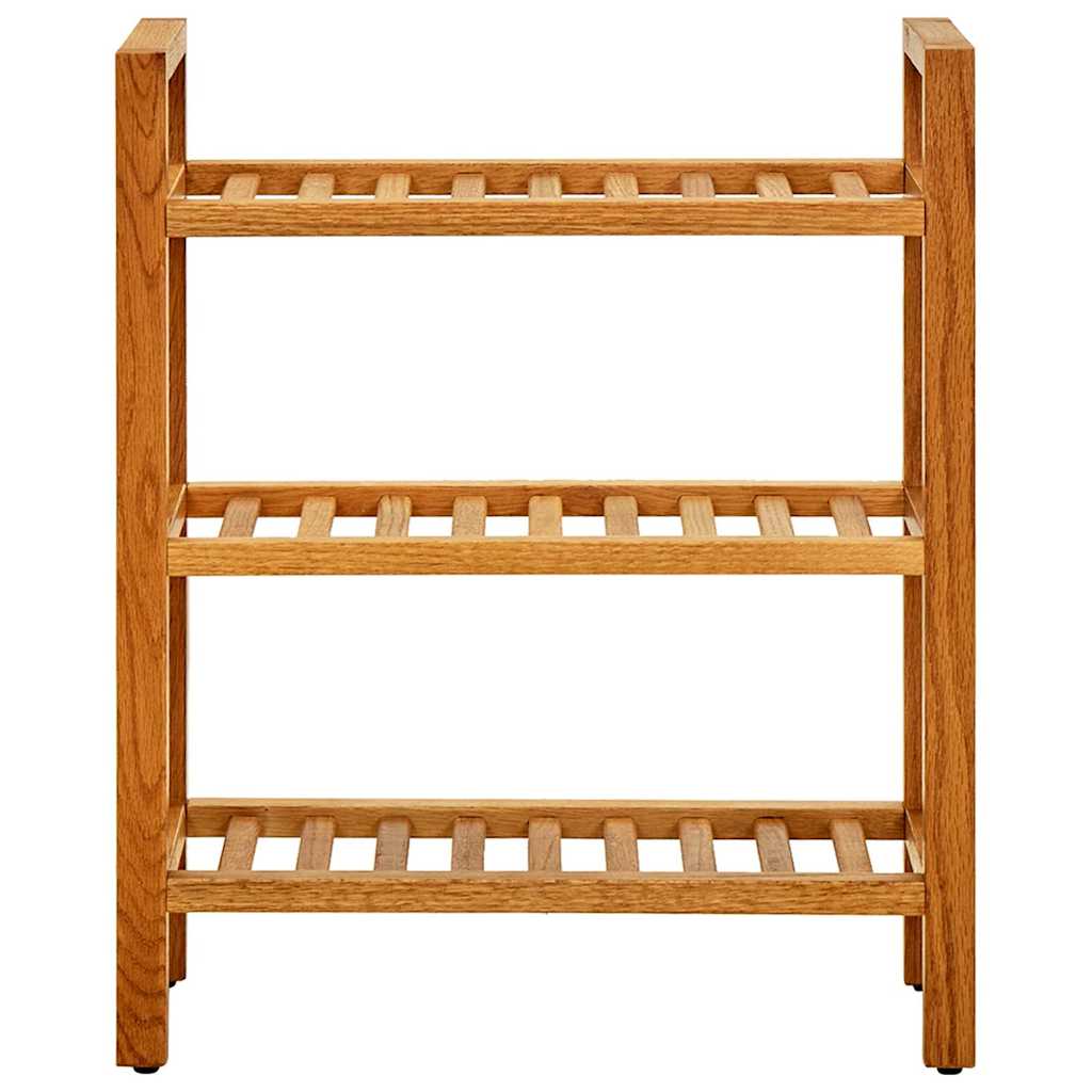 skostativ med 3 hylder 50x27x60 cm massivt egetræ