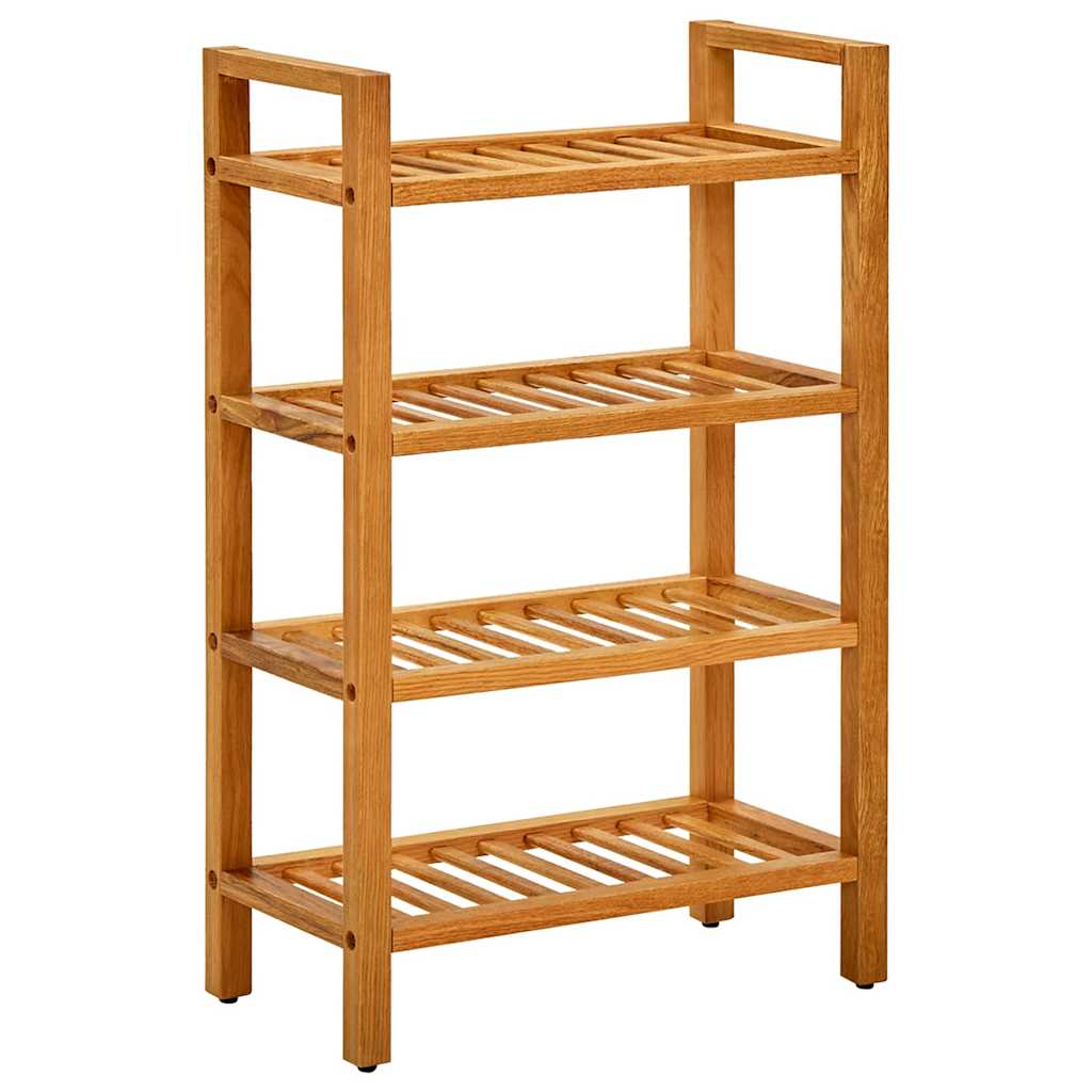 skostativ med 4 hylder 50x27x80 cm massivt egetræ