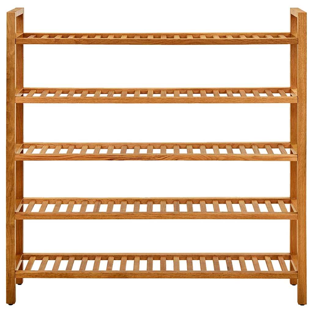 skostativ med 5 hylder 100x27x100 cm massivt egetræ