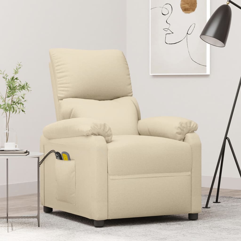 eldrevet massagestol stof cremefarvet