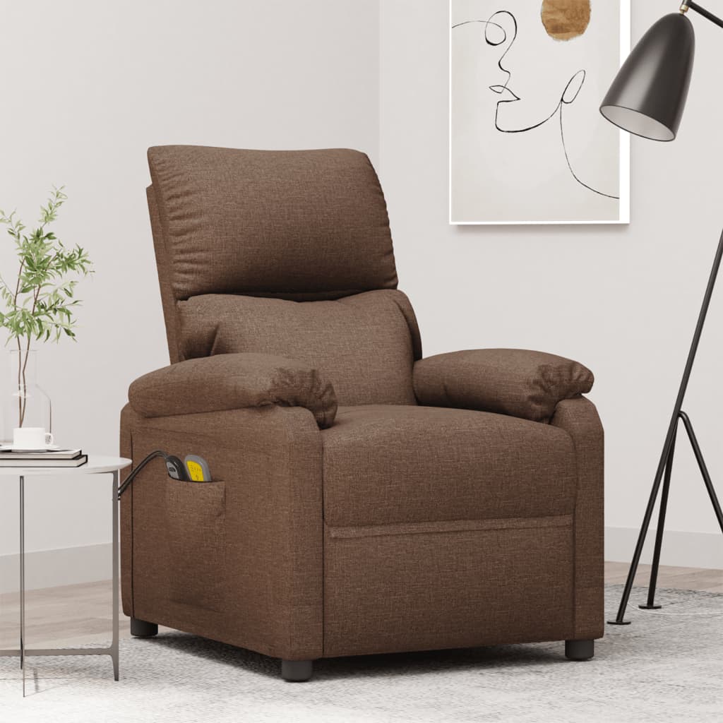 eldrevet massagestol stof brun