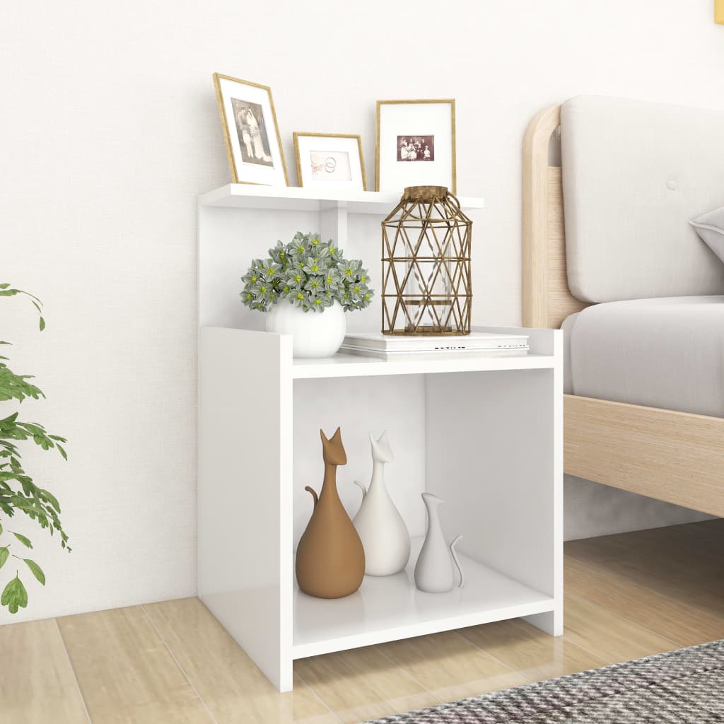 sengebord 40x35x60 cm konstrueret træ hvid