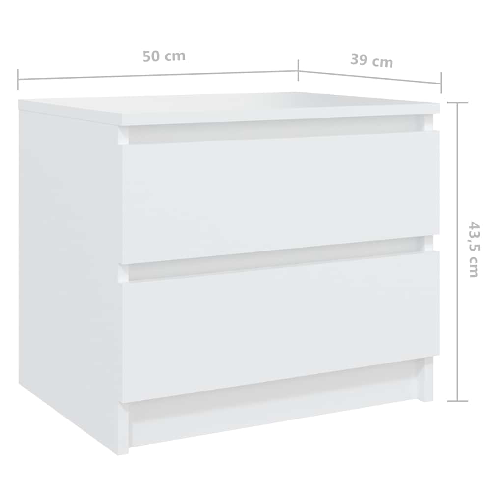 sengeborde 2 stk. 50x39x43,5 cm konstrueret træ hvid