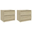 sengeborde 2 stk. 50x39x43,5 cm konstrueret træ sonoma-eg