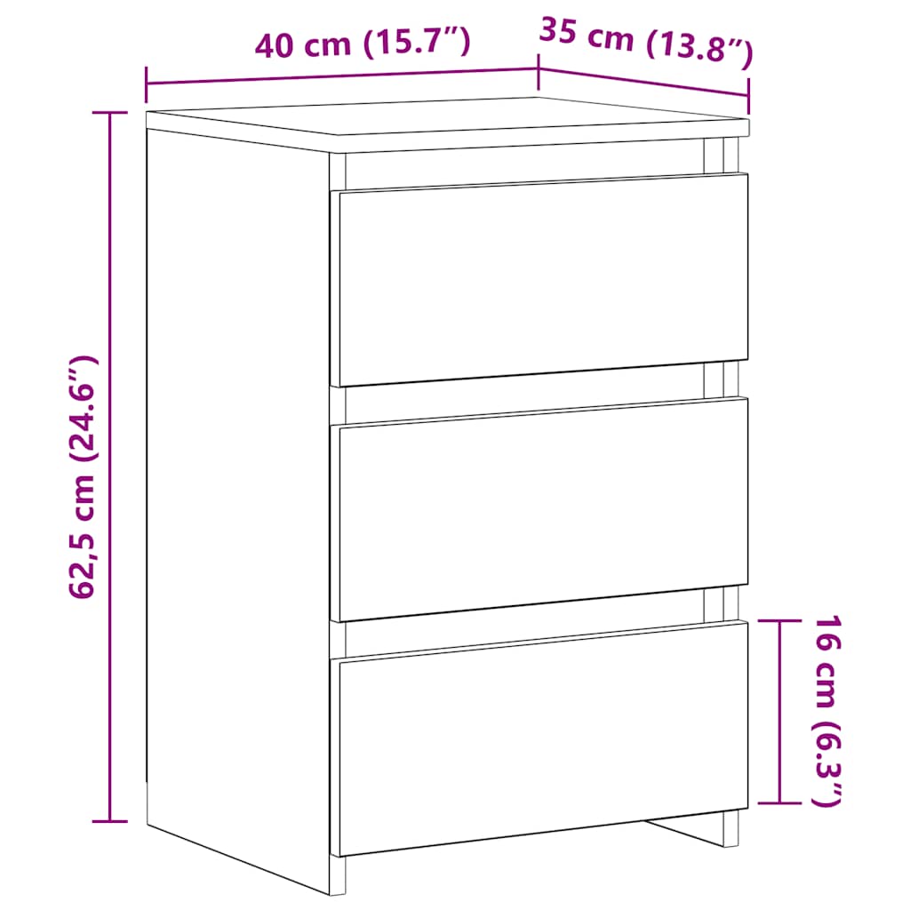sengebord 2 stk. 40x35x62,5 cm konstrueret træ hvid