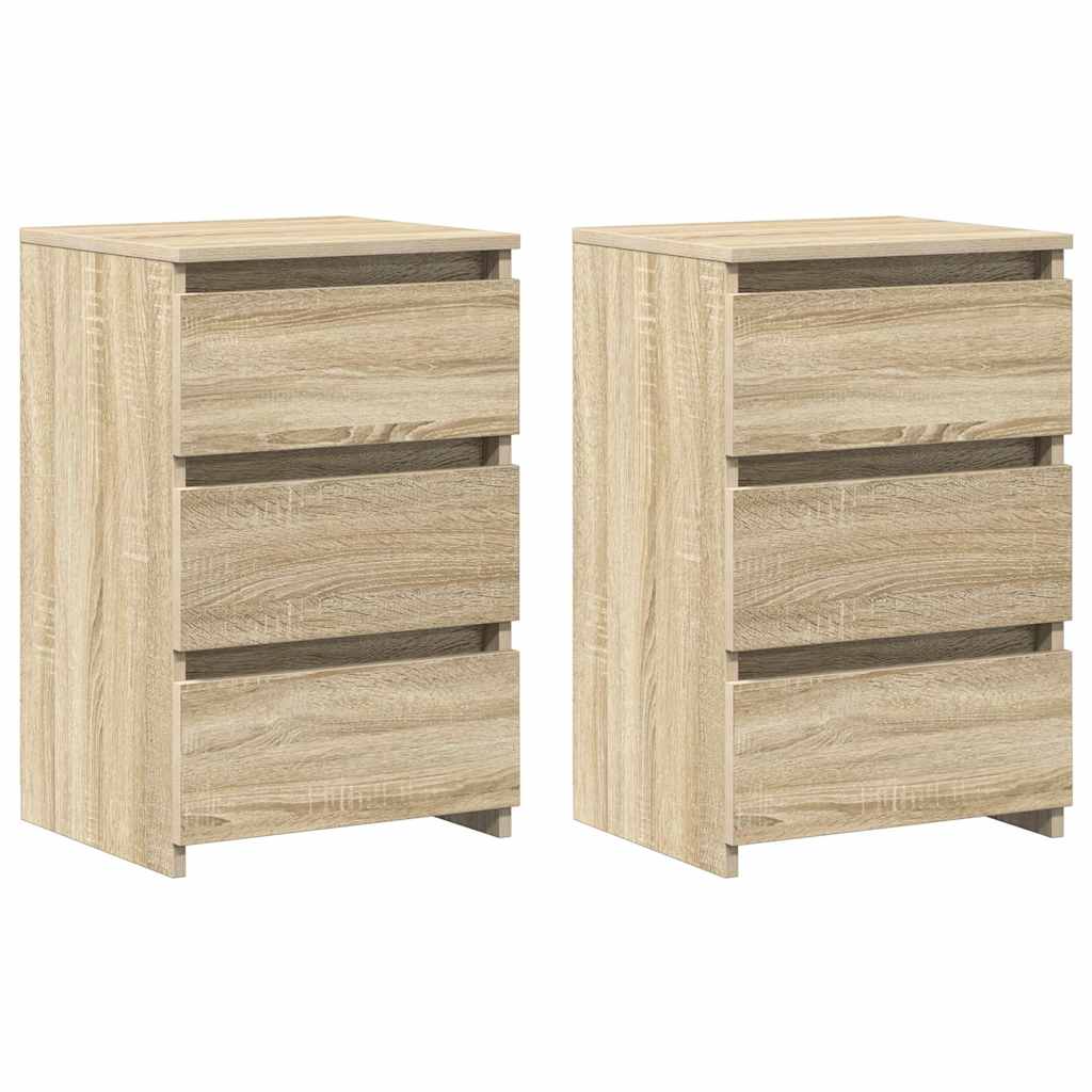 sengeborde 2 stk. 40x35x62,5 cm konstrueret træ egetræsfarvet