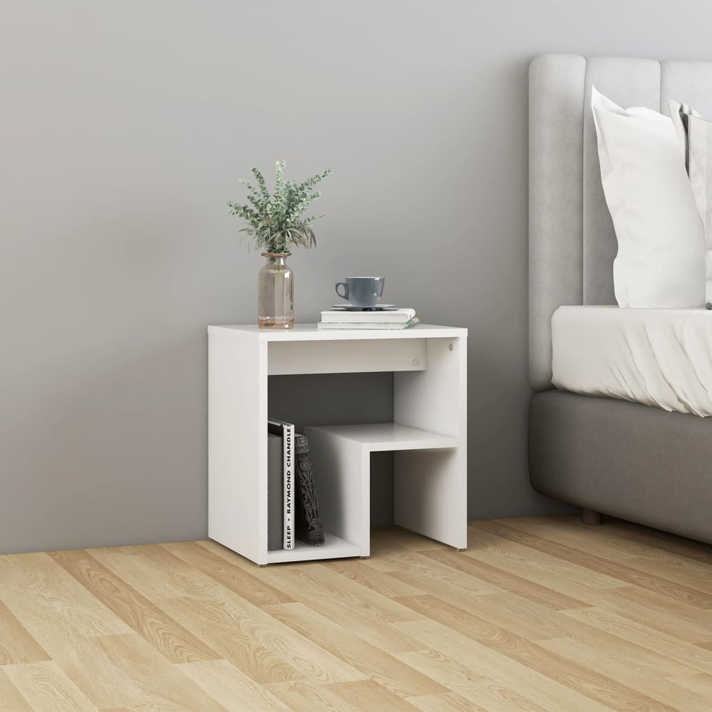 sengebord 40x30x40 cm konstrueret træ hvid