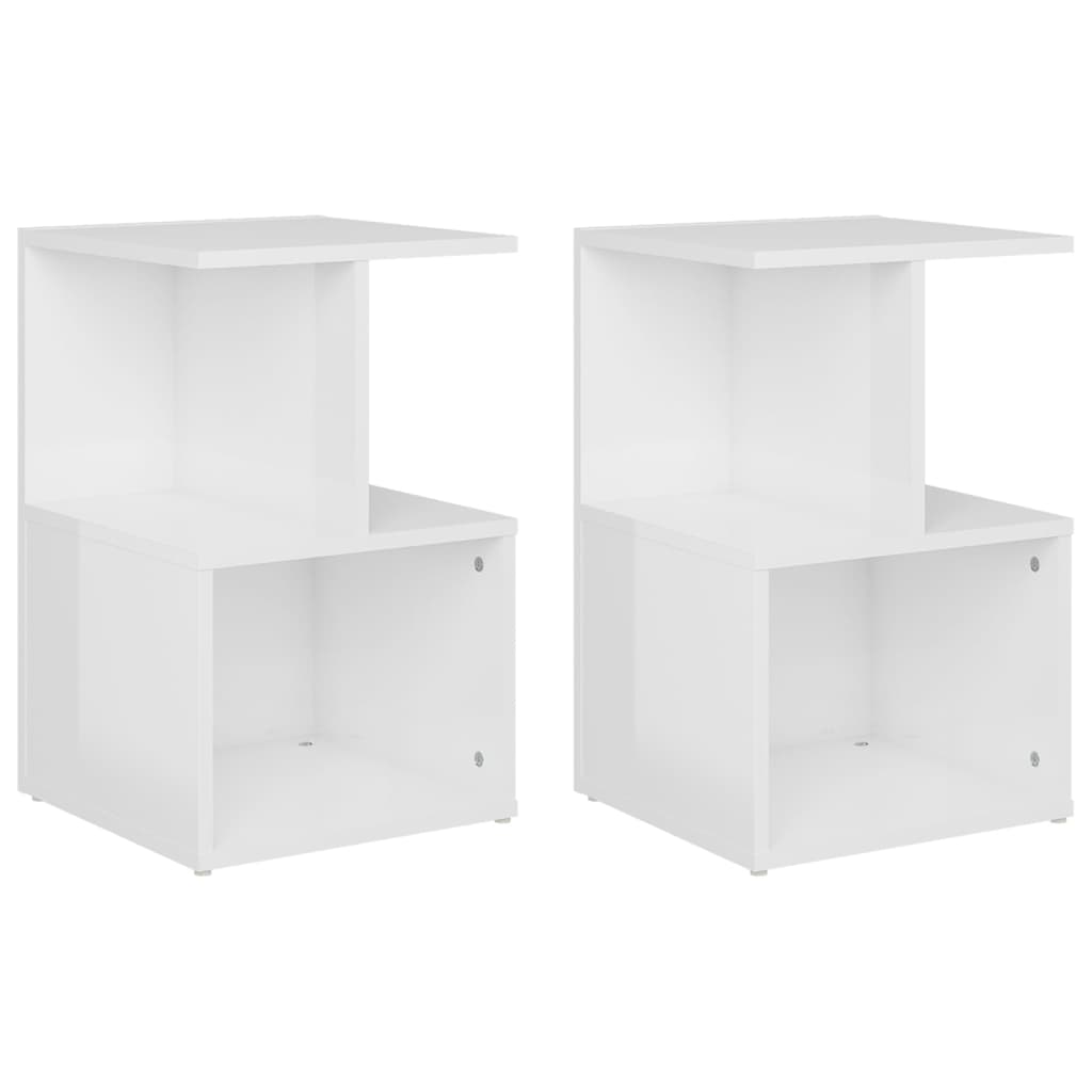 sengeskabe 2 stk. 35x35x55 cm konstrueret træ hvid højglans