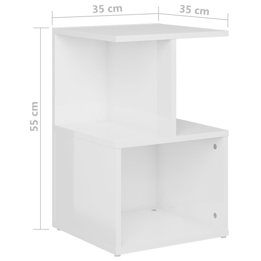 sengeskabe 2 stk. 35x35x55 cm konstrueret træ hvid højglans