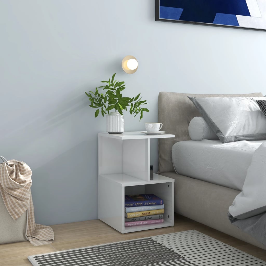 sengeskabe 2 stk. 35x35x55 cm konstrueret træ hvid højglans