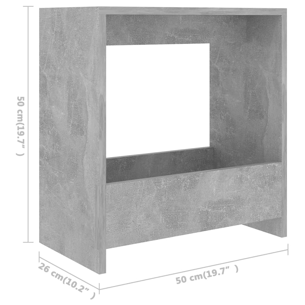 sidebord 50x26x50 cm konstrueret træ betongrå