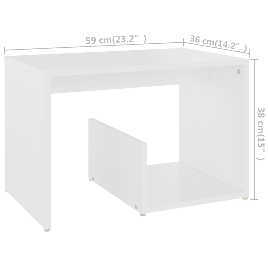sidebord 59x36x38 cm konstrueret træ hvid