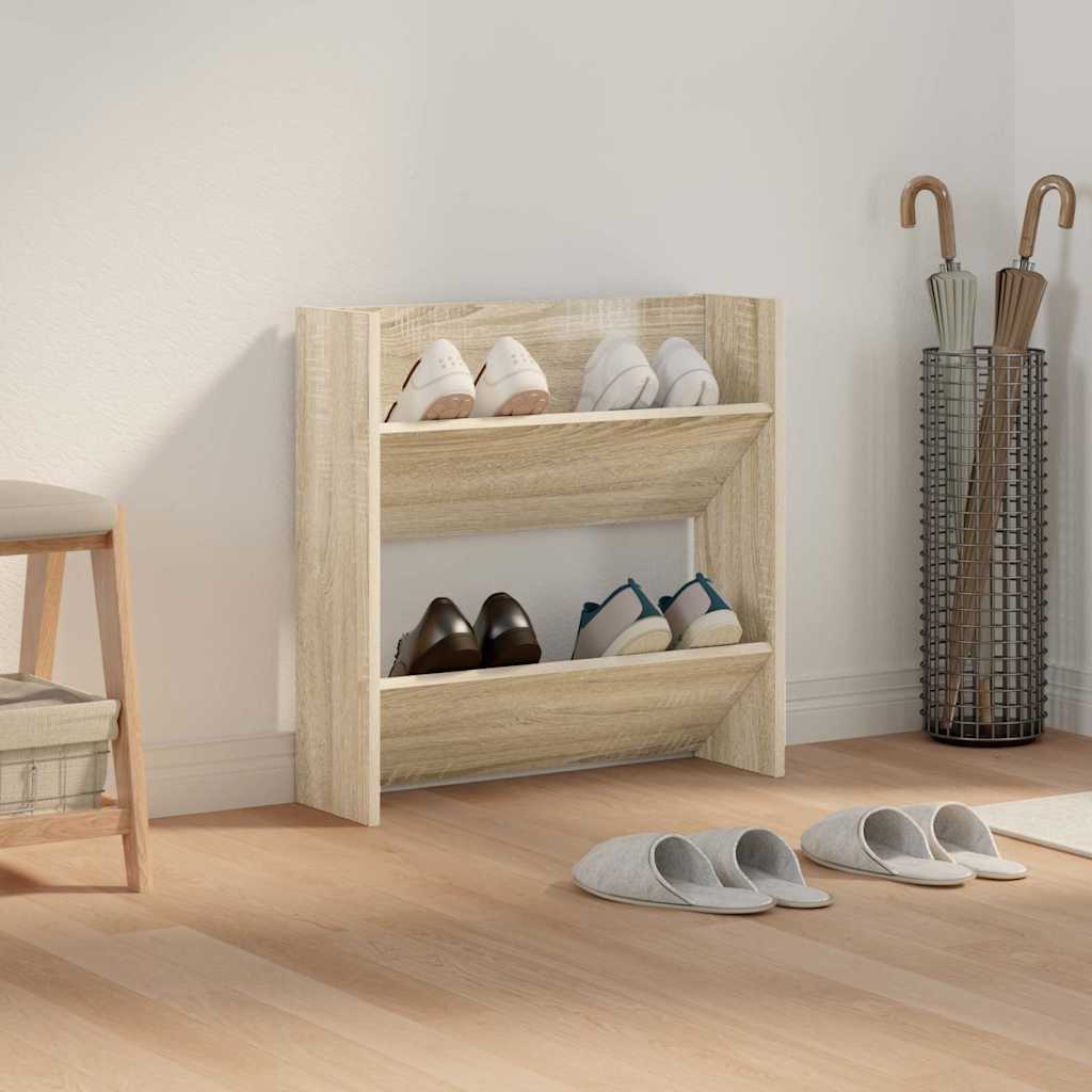 væghængt skoskab 60x18x60 cm konstrueret træ sonoma-eg