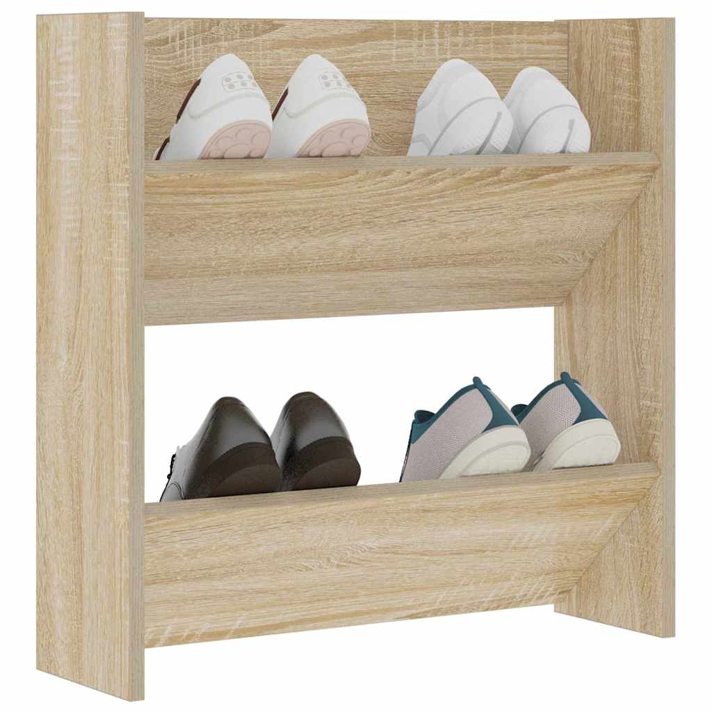 væghængt skoskab 60x18x60 cm konstrueret træ sonoma-eg