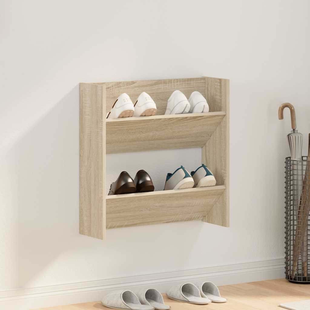væghængt skoskab 60x18x60 cm konstrueret træ sonoma-eg